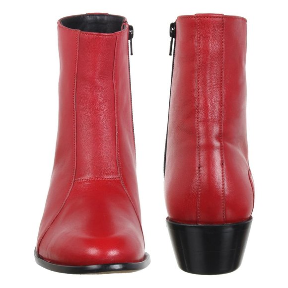 LIBERTYZENO Men's Leather High Ankle Zipper Retro Red Boots - Picture 7 of 7